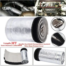 1.25" 2000° Metallic Heat Shield Sleeve Insulated Wire Hose Cover Wrap Loom Tube
