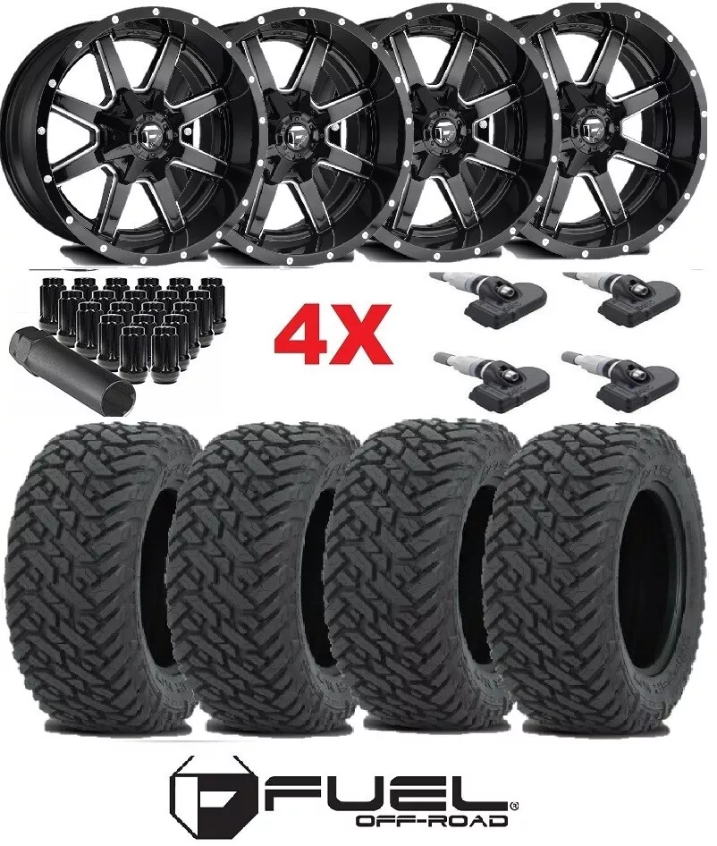 22X12 FUEL MAVERICK BLACK MILLED WHEELS RIMS TIRES 33 12.50 22 F-150 DEEP |  eBay