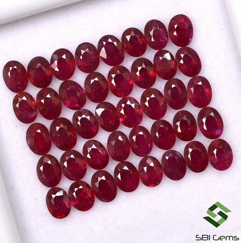 7.78 Cts Natural Ruby Oval Cut 4x3 mm Lot 40 Pcs Reddish Shade Loose Gemstones - Picture 3 of 3