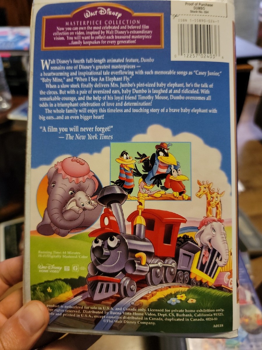 Dumbo 1941 VHS Masterpiece Release 1994 | eBay