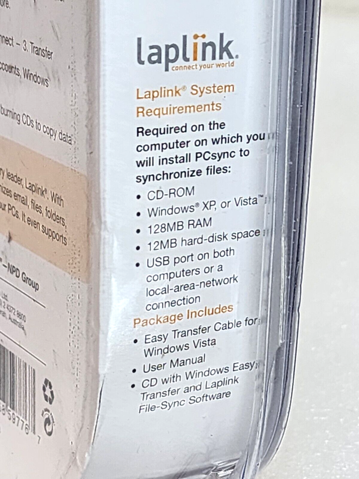 Belkin Easy Transfer Cable For Windows Vista 722868597767 Part Number