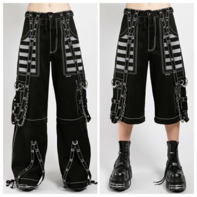 New Gothic Black & White Trouser Bondage Punk Rock Dead Threads Baggy Pant