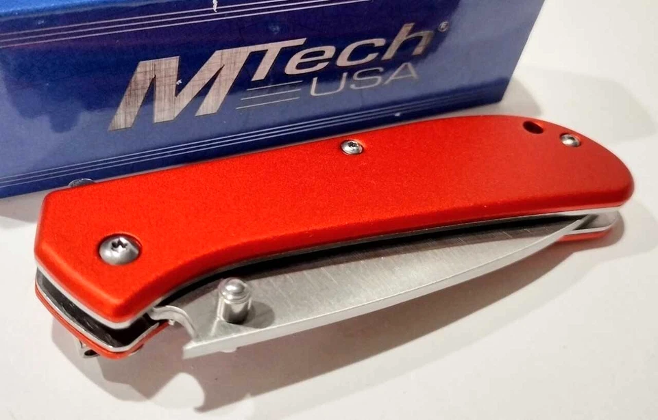 Navaja de Bolsillo Plegable Asistida M-TECH Amplitude Naranja Punto de Caída Resorte A/S Foto 3 de 4