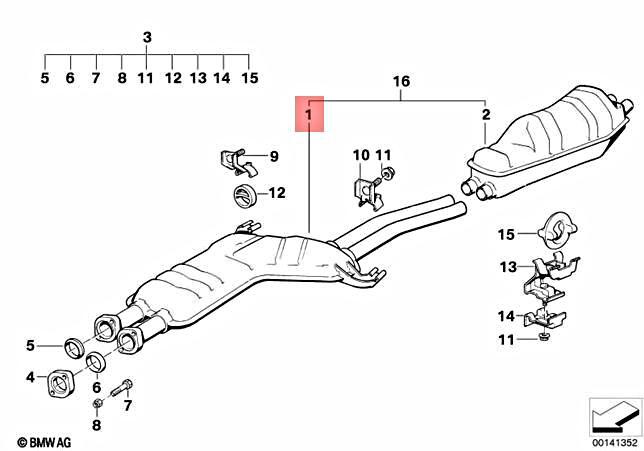 Genuine BMW E34 520i 525i 530i 535i Sedan Centre Muffler  