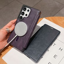 For Samsung Galaxy S25 Ultra/Edge S24 S23 S22 RFID Leather Magnetic Wallet Case