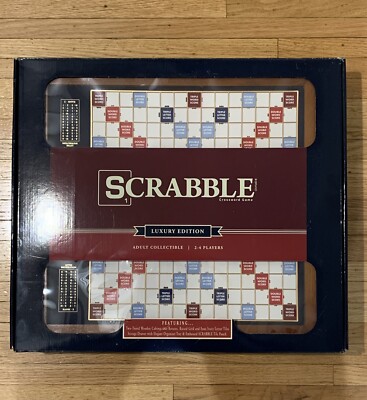 BNIB Winning Solutions Scrabble Luxury Edition Wooden Crossword Board Game