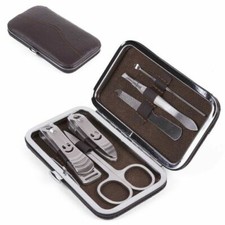 SET MANICURE PEDICURE 6 PZ ACCIAIO INOX KIT DA VIAGGIO TAGLIA UNGHIE PIEDI MANI