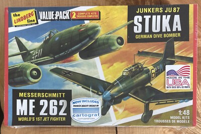 Lindberg Line JUNKERS JU-87 STUKA/ME 262 1:48 Value Pack (2) Model Kits Sealed