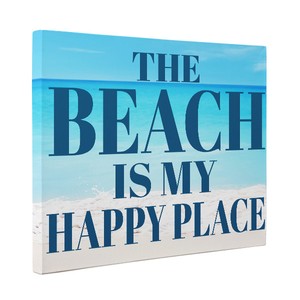 Details About The Beach Is My Happy Place Motivational Quote Canvas Wall Art Home Décor
