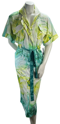 Jeannie Mai International Concepts Shirt Dress Womens size XS Green Abstract New