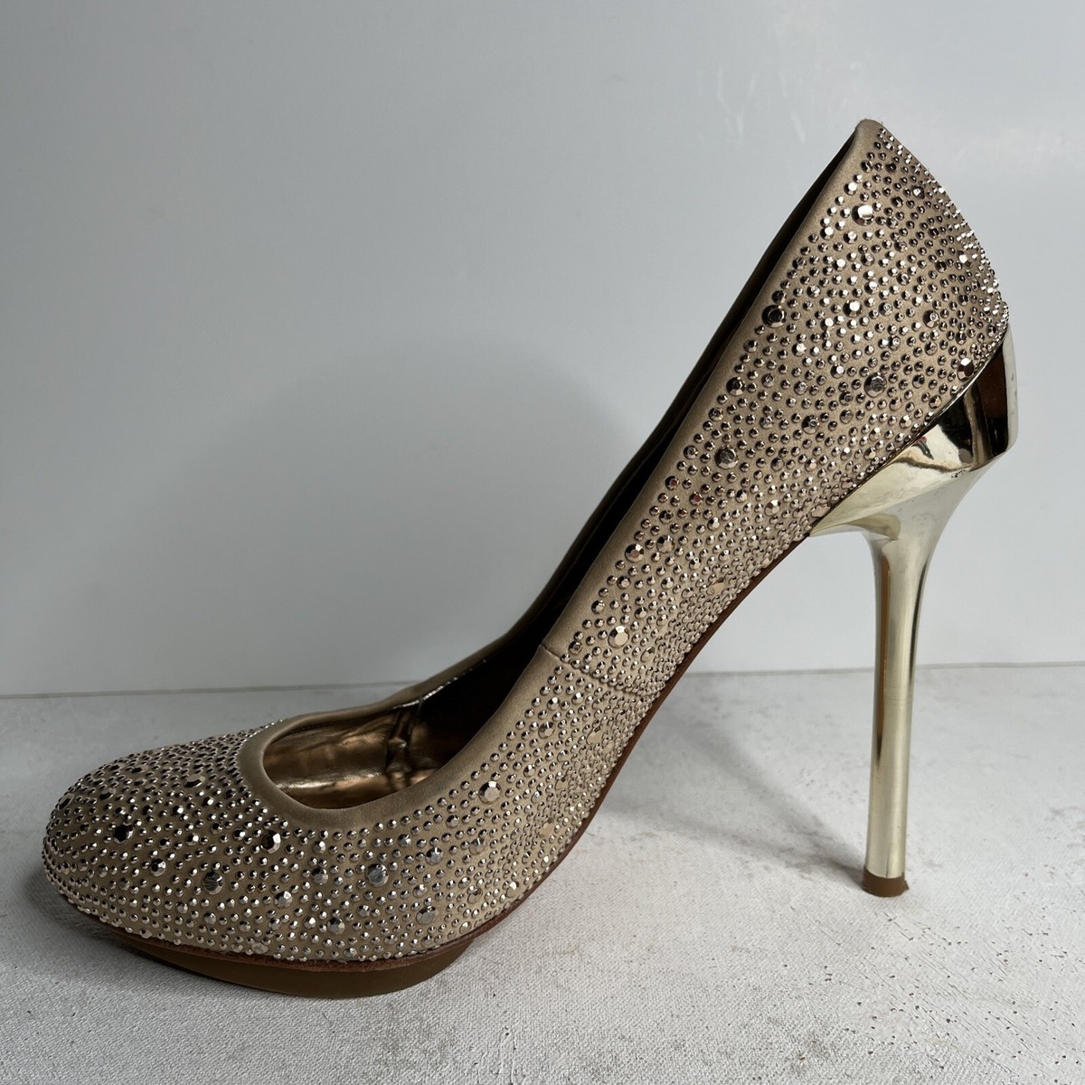 BCBG BCBGMAXAZRIA Womens Gold MA-Prish Rhinestone Platform