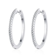0.54Ct Round Cut D/VVS1 Moissanite Huggie Hoop Earrings Real 925 Sterling Silver