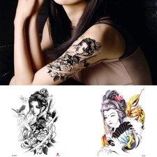 Japan Geisha Beauty Tattoo Body Art Waterproof Temporary Arm Tattoos Stickers