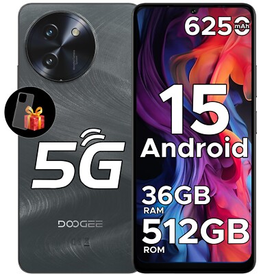 DOOGEE Note59 Pro+ 5G Android 15 Unlocked Cellphone, 36GB+512GB 6250mAh 6.75Inch