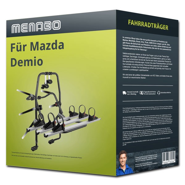 Menabo FahrradträGer Stand Up 3 Schwarz/Silber FüR Mazda Demio DW - 3 FahrräDer-image