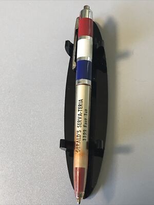 VTG Unipeco RWB Ballpoint Pen Gerald s Serva-Teria Pratt Kansas A255