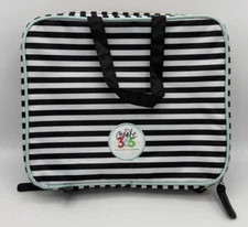 Me & My Big Ideas White & Black Striped Scrapbook Handle Zipper Bag Storage Case