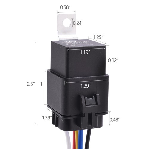 5Pcs Automotive 5PIN SPDT Relay Harness 12V 40/30 Amp Pre-wired Kit Waterproof - Picture 4 of 7