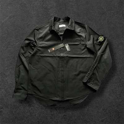 Stone Island Herren Jacke Schwarz M mit Logo Bestickt Reißverschluss