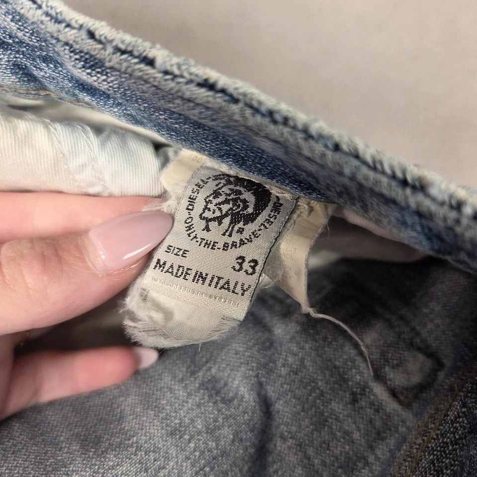 Vintage Diesel Jeans Mens 33x34 Blue Denim Rabox Made in Italy Distressed 00s - Image 3 of 4