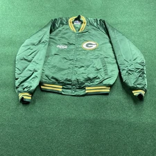 Vintage Geeen Bay Packers Jacket Mens L Green Chalk Line 90S NFL Football Bomber