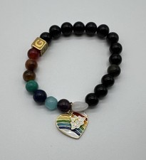 Pet Memorial Gift Black Beaded Rainbow Bridge Bracelet for Loved  G  Cat Dog