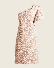 J.CREW NWT $268 One Shoulder Ruffle Dress in Italian Ikat Leopard Size 12