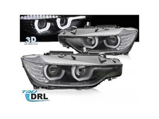 PHARES ANGEL EYES LED DRL pour BMW F30/F31 10.2011-05.2015 U-TYPE NOIR