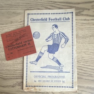 Chesterfield Official Programme v Tottenham Hotspur FA Cup 12 Feb 1938 Ticket