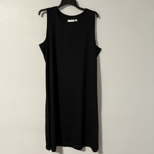 Susan Graver Women's Dress Black Sleeveless Round Neck A-line Tank Midi  XL