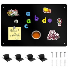 Black Metal Magnetic Bulletin Board for Wall Refrigerator 17.1x11.8 Inch