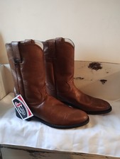 Justin Roper Leather Cowboy Boots Style L  3714 US Size 8.5B UK Size 6.5 Brown