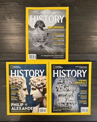 National Geographic History Magazines Lot (3 issues) 2023 & 2025 Sphinx Viking..