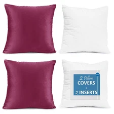 Nestl NB-2TRPLW Throw-Pillow-Covers, 18x18 Inch, Magenta 4 Count