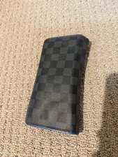 Authentic Louis Vuitton Brazza Black Damier Graphite Canvas Long Wallet