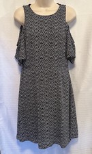 Banana Republic Short Sleeve Cold Shoulder A Line Fit Flare Dress Womens 2 Blue
