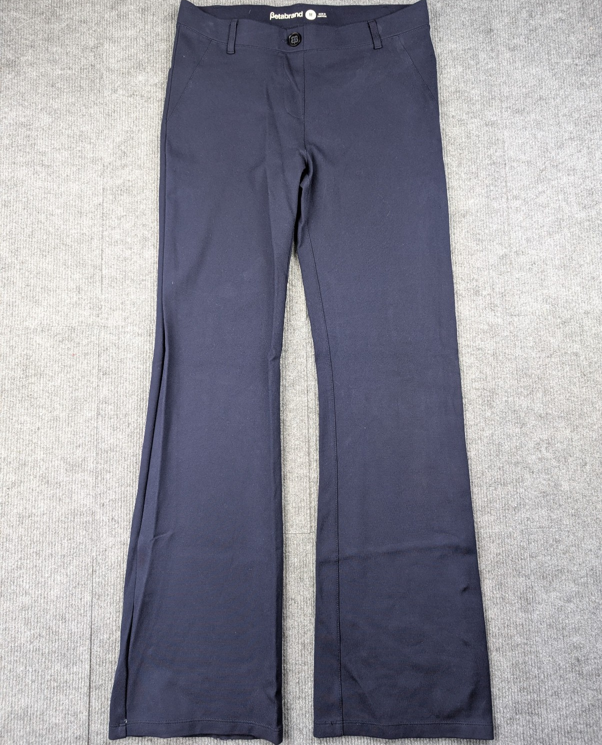 Betabrand Pull On Trouser Pants Womens Medium Blue Stretch Flared Boot Career