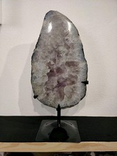 Amethyst Scheibe 5,27kg, 42,5cm, Metallständer, Geode, Druse, beidseitig poliert