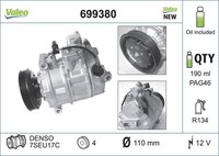 Kompressor Klimaanlage Valeo CORE-FLEX 699380 FüR A8 A6 B6 C5 8E2 4D8 12V A4 8E5