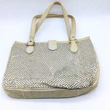 Vintage Whiting Davis Off White Cream Mesh Zipper Pouch Clutch Boho