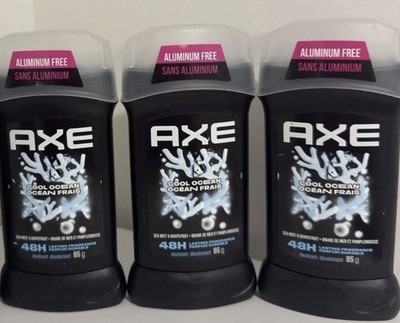 Axe Body Deodorant Stick- Cool Ocean .Aluminum Free 85g x 3. New