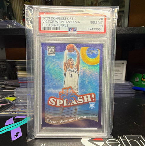 Panini 2023-24 Donruss Optic Splash! Wembanyama #6 Purple Prizm RC PSA 10