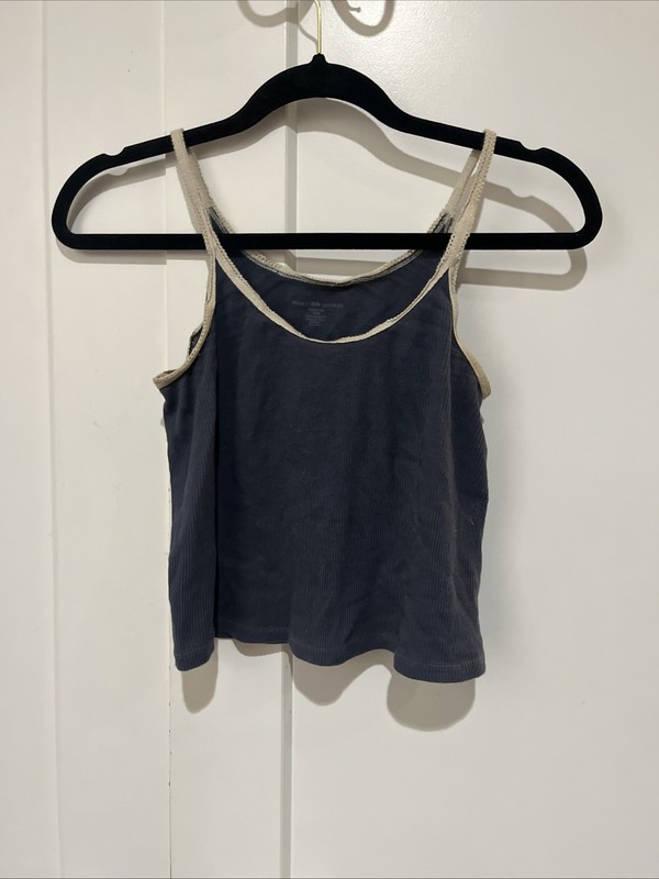 Brandy Melville Women's Blue Tank Shirt Cropped Top One Size 100% Cotten