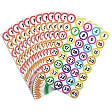 480 PCS Colorful Number Stickers 1  40 1 Inch , Waterproof  Tear-Resistant N...