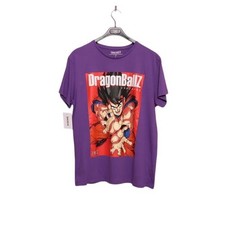 T-Shirt PRIMARK DRAGONBALL Z Taille L Usagé (Sa3915) Violet Vintage