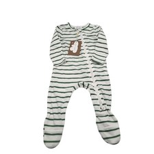 ANGEL DEAR Baby Footie Sleeper Green Stripe 2 Way Zipper Bamboo NWT