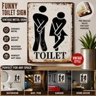 Funny Restroom Metal Sign Vintage Toilet Bathroom Wall Decor Tin Plaque