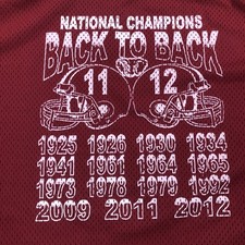 Alabama Football National Championship History Back To Back 2011 2012 VTG Jersey