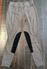 Kerrits Riding Pants Youth L Black Knee Patch Breeches Equestrian Leggings Grey