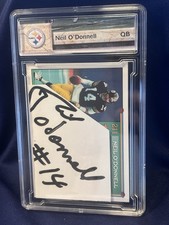 Neil O’Donnell Autograph Cut W/ Vintage Card In Lucite Thick Case COA Steelers